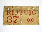 Spoorwegen bord RIJTUIG 37 B  België Trein wagon aanduiding, Antiek en Kunst, Curiosa en Brocante, Ophalen of Verzenden