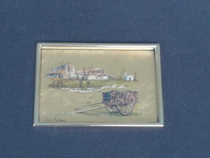 Goudblad miniatuur schilderijtje - Dino Fontang, Antiek en Kunst, Kunst | Schilderijen | Klassiek, Ophalen