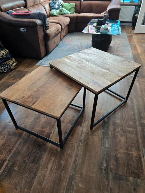 Set mango houten tafels zgan, Huis en Inrichting, Tafels | Salontafels, Zo goed als nieuw, Minder dan 50 cm, 50 tot 100 cm, 50 tot 100 cm