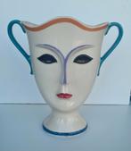 Vaas van keramiek met gezicht, gesigneerd door Ennio Simone, Overige kleuren, Aardewerk of Porselein, Ophalen of Verzenden, Zo goed als nieuw