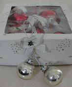 Oude kerstballen decoratie in zilver rood + rode kerstballen, Ophalen of Verzenden