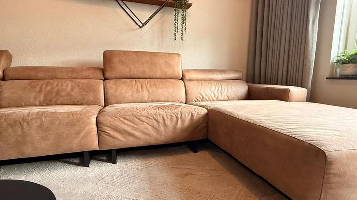 Lederen nubuck Hoekbank - Stijlvol en Comfortabel, Huis en Inrichting, Banken | Bankstellen, Gebruikt, Hoekbank, Vierpersoons of meer