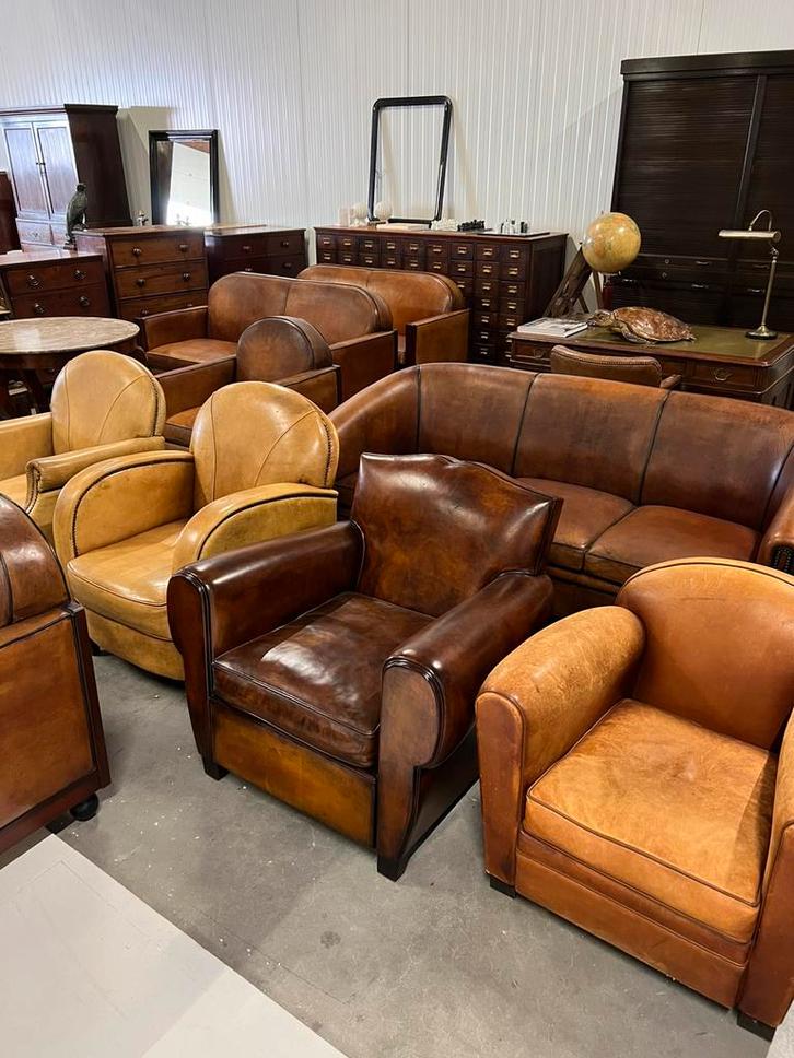 Collectie schapenleren fauteuils en banken, Huis en Inrichting, Fauteuils, Zo goed als nieuw, 75 tot 100 cm, Ophalen