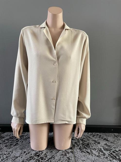 ZGAN Blouse, beige/groen gestreept, mt 38/40, Kleding | Dames, Blouses en Tunieken, Zo goed als nieuw, Maat 38/40 (M), Beige, Ophalen of Verzenden