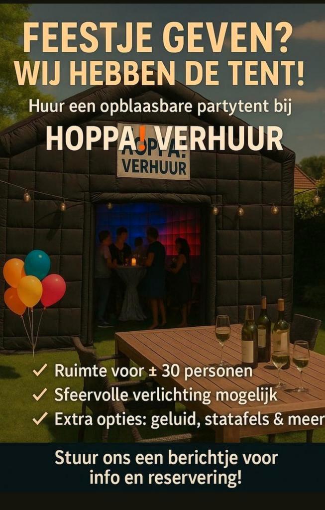 opblaasbare partytent huren!, Hobby en Vrije tijd, Feestartikelen | Verhuur, Zo goed als nieuw, Overige, Ophalen