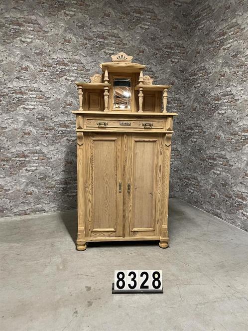Antiek grenen verticokast met opstand nr.8328, Antiek en Kunst, Antiek | Meubels | Kasten, Ophalen of Verzenden