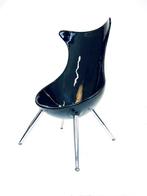 Vintage space age fauteuil jaren ‘80, Metaal, Minder dan 75 cm, Vintage retro buisframe design rotan webbing papercord, Ophalen of Verzenden