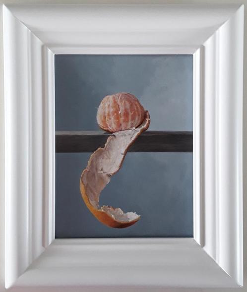 Zeer mooi verfijnd stilleven van mandarijn The Striptease, Antiek en Kunst, Kunst | Schilderijen | Klassiek, Ophalen of Verzenden