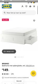 BRIMNES IKEA BEDFRAME 140x200 cm, Ophalen, Wit, Tweepersoons, 140 cm