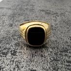 14k gouden ring zegelring onyx, Ophalen of Verzenden, Nieuw, Goud