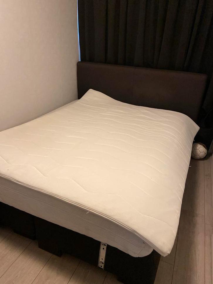 Antraciet Boxspring Bed, Huis en Inrichting, Slaapkamer | Bedden, Zo goed als nieuw, Tweepersoons, 140 cm, 200 cm, Stof, Grijs