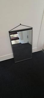 Zwart metalen spiegel, Minder dan 50 cm, Ophalen of Verzenden, Zo goed als nieuw, Minder dan 100 cm