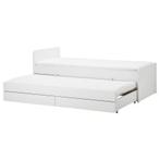 SLÄKT Ikea - bed met onderbed en opberger, Huis en Inrichting, Ophalen, 90 cm, Eenpersoons, Wit