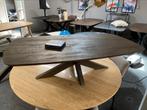 Salontafel nikki deens ovaal noten hout matrixpoot 130x70, Ophalen, 100 tot 150 cm, Nieuw, 50 tot 100 cm