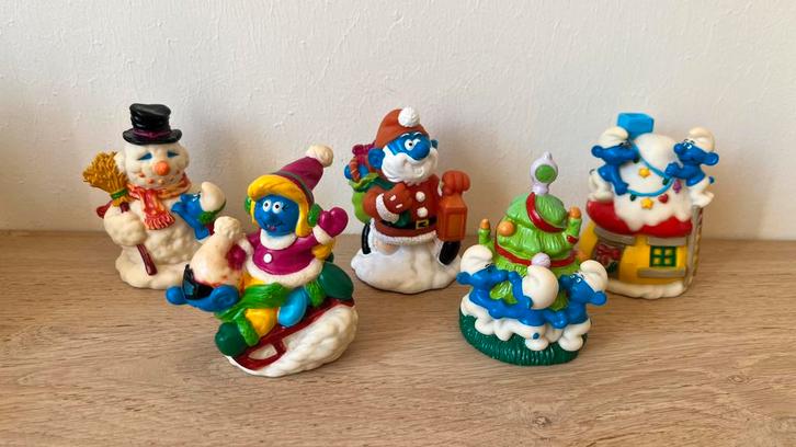 Vintage Smurfen Kerst Ornamenten Set - 1997, Verzamelen, Smurfen, Gebruikt, Huisje of Attribuut, Verschillende Smurfen, Ophalen of Verzenden