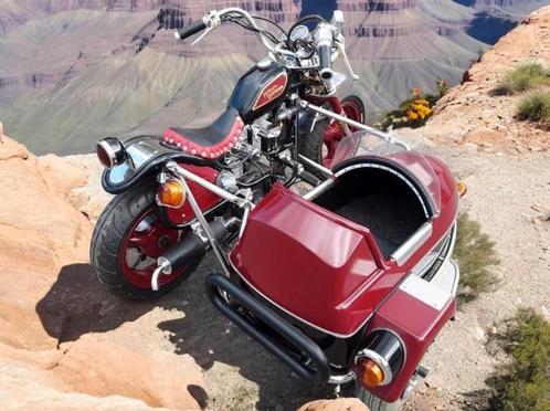 Harley Davidson zijspan, one of a kind motor. Uniek., Fietsen en Brommers, Minibikes, Midibikes en Pitbikes, Gebruikt, Overige typen