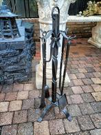 4 delig haardstel. Gietijzer. Vintage., Ophalen, Gebruikt, Vrijstaande haard, Houthaard