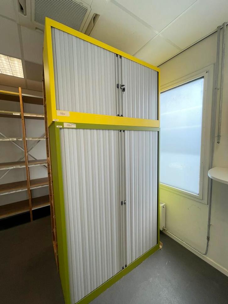 2 roldeurkasten, archiefkasten gedl/groen, Huis en Inrichting, Kasten | Roldeurkasten en Archiefkasten, 25 tot 50 cm, Ophalen