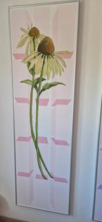 Drie Zelf Geschilderde Bloemen Doeken met Lijst, Ophalen