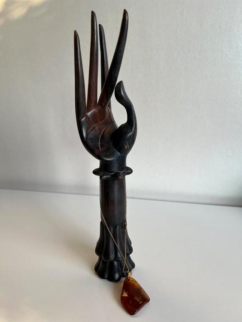 Vintage Balinees Houten Hand Display Ring-Sierraadhouder 70s, Antiek en Kunst, Kunst | Designobjecten, Ophalen of Verzenden