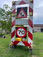 Actiewagen bordenwagen tekstkar rijdende afzetting, Ophalen, Gebruikt, Lamp met armatuur