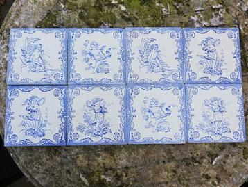 29 antieke wandtegels met engeltje 15x15cm, 4 afbeeldingen beschikbaar voor biedingen