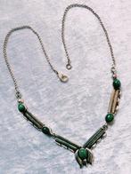 Mooie Zilveren Collier met Malachiet, Sieraden, Tassen en Uiterlijk, Antieke sieraden, Verzenden, Zilver, Ketting, Met edelsteen