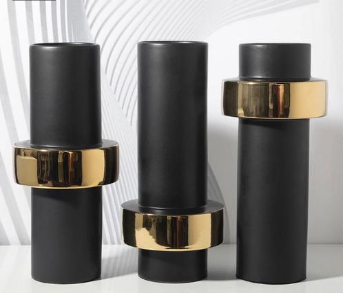 Set van drie hoge luxe vazen- Nieuw in doos, Huis en Inrichting, Woonaccessoires | Vazen, Nieuw, Zwart, Minder dan 50 cm, Ophalen of Verzenden