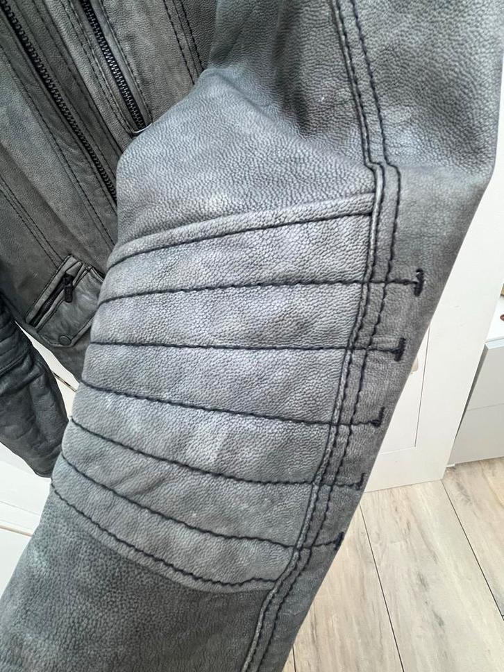 Cast Iron Leren Jas XL 52 54, Kleding | Heren, Jassen | Zomer, Nieuw, Maat 52/54 (L), Grijs, Ophalen of Verzenden