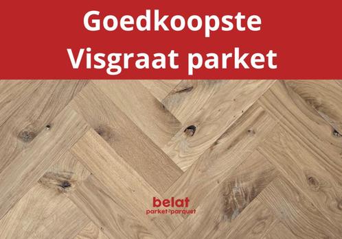 BELAT | Massieve visgraatparket vanaf €22,95/m² !, Doe-het-zelf en Verbouw, Vloerdelen en Plavuizen, Nieuw, Parket, Hout, 50 tot 150 cm