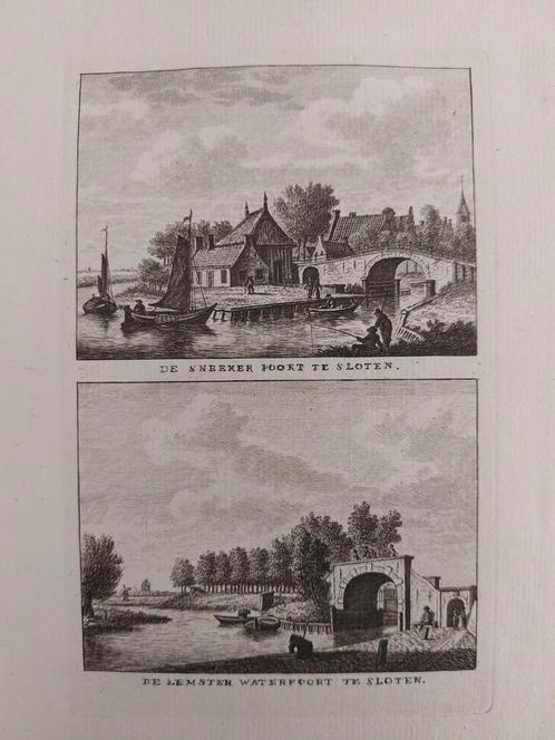 359-360 /  Sneekerpoort   en Lemster Waterpoort te Sloten, Antiek en Kunst, Kunst | Etsen en Gravures, Ophalen of Verzenden