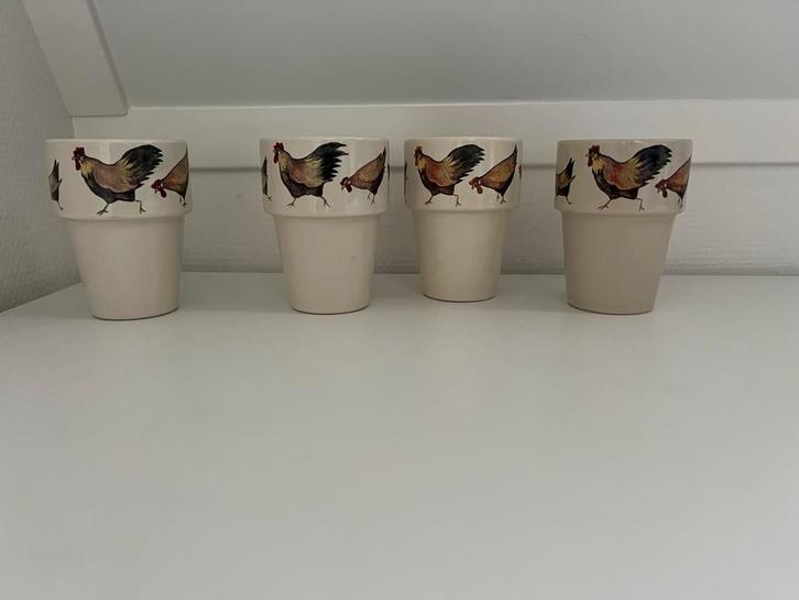 Jet te Steege Stapelbekers Chicken Festival (4 stuks), Huis en Inrichting, Keuken | Servies, Gebruikt, Overige typen, Overige stijlen