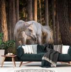 Fotobehang / Behang - Wit Paard in het Bos, Huis en Inrichting, Stoffering | Behang, Minder dan 10 m², Wit, Verzenden, Dieren