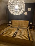 Steigerhouten Ledikant met Elektrische Lattenbodems, Ophalen, Bruin, Steigerhout, Tweepersoons