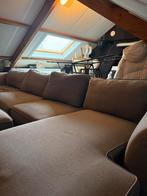 Grijze Haco bank met hocker - Pocketvering, Hoekbank, 75 tot 100 cm, Ophalen of Verzenden, Zo goed als nieuw