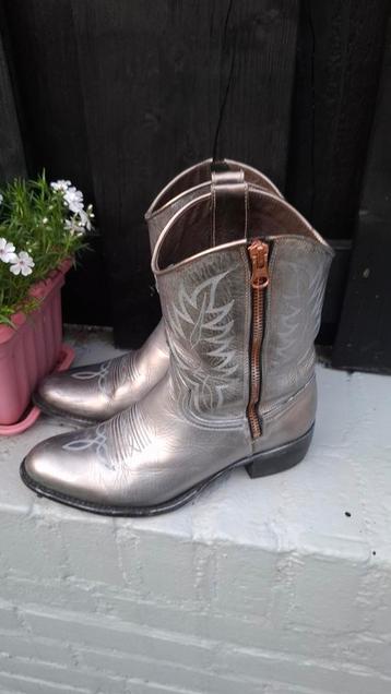 Sendra cowboylaarsjes zilver/brons leer maat 37 beschikbaar voor biedingen