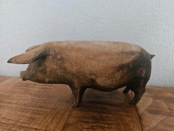 Houten Varken Beeldje - Handgesneden Vintage Decoratie beschikbaar voor biedingen