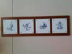 4x oude tegeltjes op triplex/ jaren '60-'70, Ophalen of Verzenden