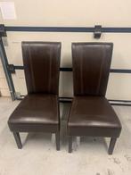 2 bruine lederen eetkamerstoelen, Huis en Inrichting, Stoelen, Ophalen, Twee, Bruin, Leer