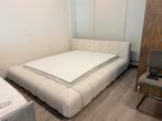 Ledikant 160x200 Teddy Taupe + Luxe Matras, Ophalen, Beige, 200 cm, Stof