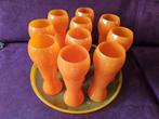 10 Vintage oranje glazen. glas of vaasjes. Leuk bij WK of EK, Huis en Inrichting, Keuken | Servies, Ophalen, Glas of Glazen, Gebruikt