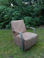 Bruin lederen Fauteuil, Huis en Inrichting, Ophalen, Zo goed als nieuw, 75 tot 100 cm, 50 tot 75 cm