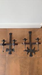 2 smeedijzeren muur kandelaars, 25 tot 50 cm, Ophalen of Verzenden, Zo goed als nieuw, Metaal