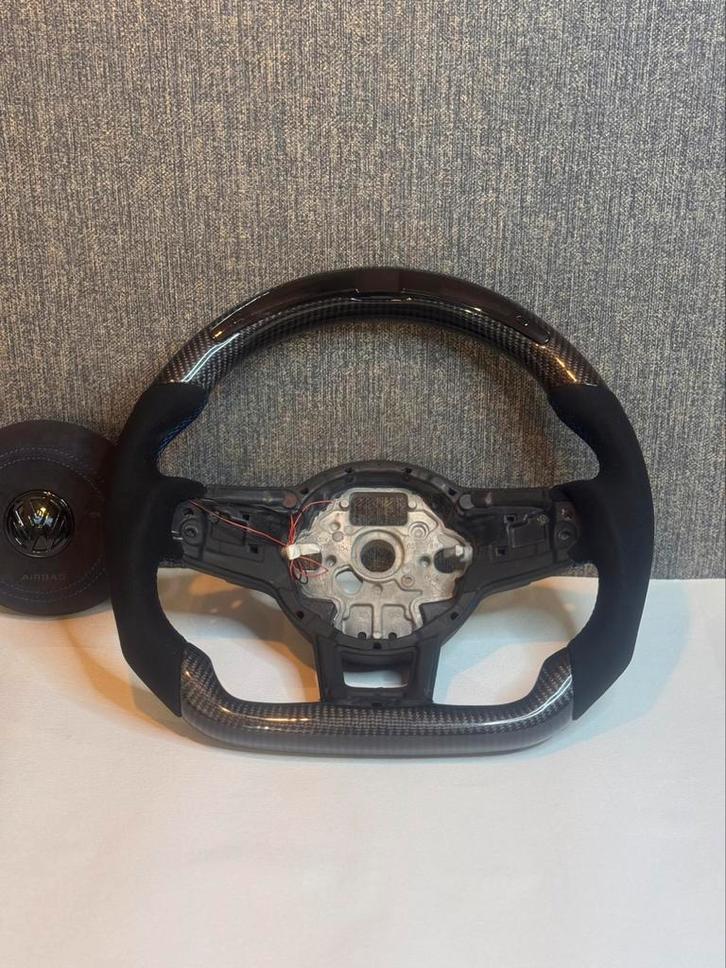 Golf 7 carbon led stuur met blauwe stiksels, Auto-onderdelen, Dashboard en Schakelaars, Volkswagen, Nieuw, Ophalen of Verzenden