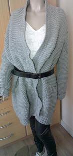 IBIZA PEOPLE Grijs nieuw lang vest 70% merino XL, Verzenden, Nieuw, Maat 46/48 (XL) of groter, Grijs