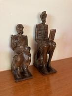 Spaanse boekensteunen hout; Don Quichot en Sancho Panza, Ophalen of Verzenden