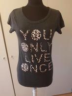 Grijs 2Bizzy t-shirt "You only live once" - maat M, Maat 38/40 (M), Ophalen of Verzenden, Zo goed als nieuw, Korte mouw