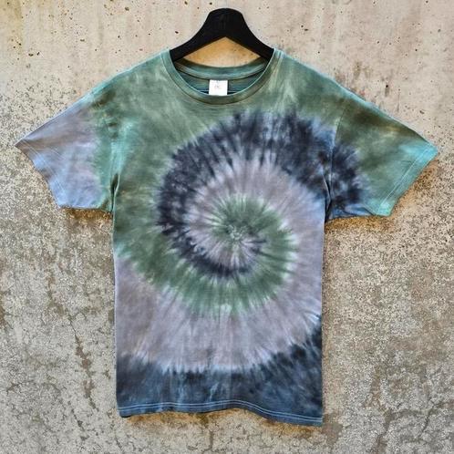 Spiral tie dye groen - grijs - zwart t-shirt unisex maat M, Kleding | Heren, T-shirts, Nieuw, Maat 48/50 (M), Zwart, Ophalen of Verzenden
