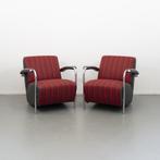 4x Leolux Scylla lage rug rood/bruin gestreept Chili Flavour, Huis en Inrichting, Fauteuils, Ophalen of Verzenden, Zo goed als nieuw