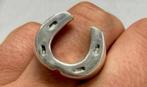 Massief metaal 925 sterling zilver Hoefijzer Geluk ring oud, Ophalen of Verzenden, Zilver, Ring, Verguld